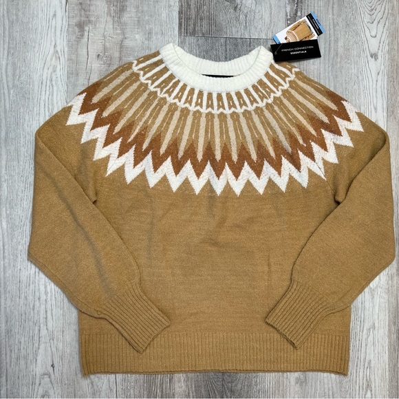 French Connection Essentials Crew Neck Sweater Women’s size L Urban Camel NWT - Picture 1 of 11